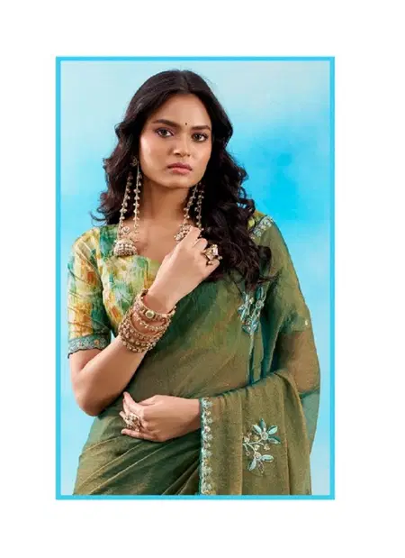 Celestial By Stavan Fancy Fabric With Embroidery Work Saree Wholesale In India